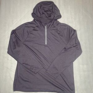 Quince Mens Performance Training Quarter Zip Hoodie Heather Black XL LB52709
